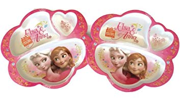 Disney Frozen Elsa & Anna Divided Plate ~ Set of 2