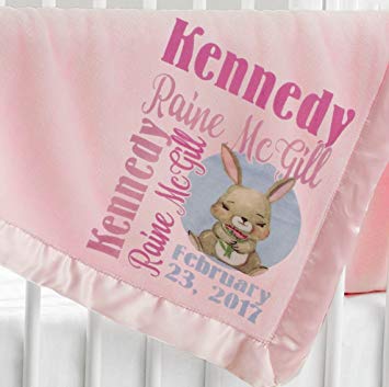 Personalized Baby Blanket (Pink - Personalized) Super Soft Micro Plush Fleece with Satin...