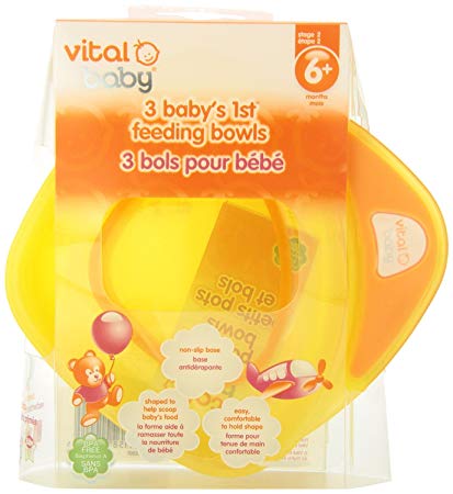 Vital Baby Babys 1st Feeding Bowls, Orange - 2 Packs Of 3 Count = 6 Count