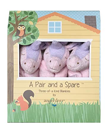 Angel Dear a Pair and a Spare 3 Pcs Blankets Gift Box, Pink Unicorn