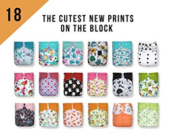 SALE! 18 KaWaii Baby One Size Printed Snap Pocket Diaper Shells