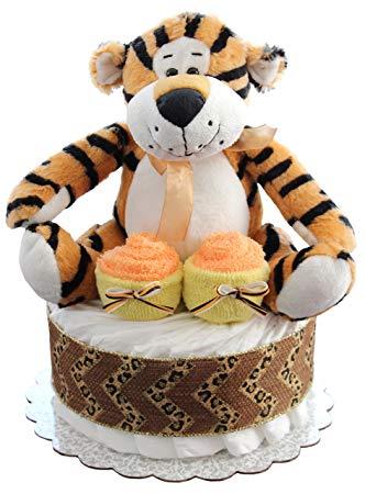 Diaper Cake/ Safari / Lion, Leopard, Tiger Mini Diaper Cake (Tiger)