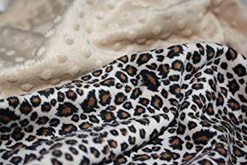 Minky Blanket - Cheetah Minky Print with Camel Minky Dot - Extra Large Children/Adult Throw Blanket (@59