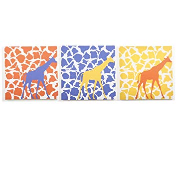 Modern Littles Rusty Walk Canvas Print Wall Decor, Giraffe, 3 Count (Discontinued by Manufacturer)