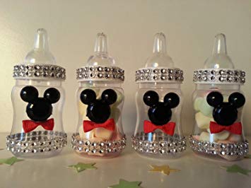 12 Mickey Mouse Fillable Bottles Baby Shower Favors Prizes Game Boy Decorations