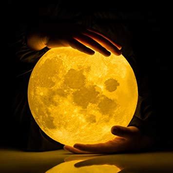 Extra Large!!! GPJOY 3D Moon Lamp Rechargeable Lunar Night Light Dimmable Touch Control Brightness...