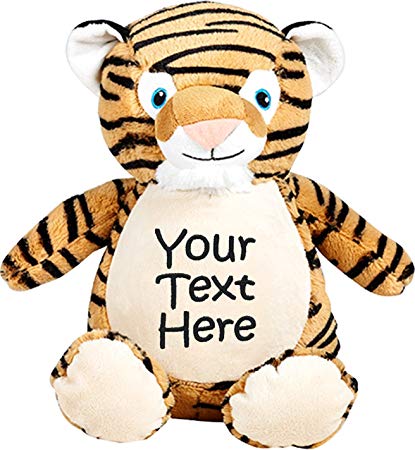 Personalized Stuffed Tiger with Three Lines of Embroidery