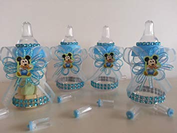12 Baby Mickey Mouse Fillable Bottles Baby Shower Favors Prizes Boy Decorations