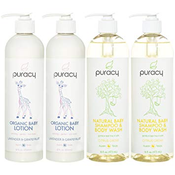 Puracy Organic Baby Care Gift Set, Calming Lotion and Natural Baby Wash, Sulfate-Free, Toxin-Free,...