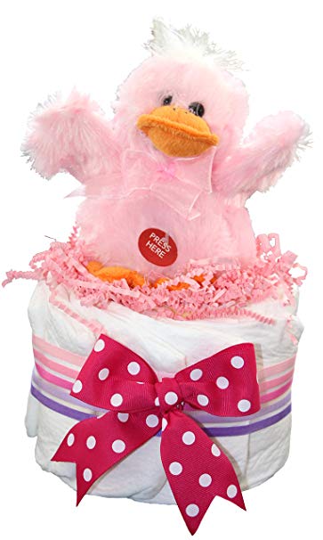 Diaper Cake / Quacking Duck Mini Diaper Cake (Pink)