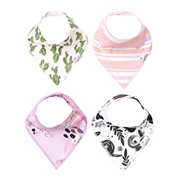 Baby Bandana Drool Bibs for Drooling and Teething 4 Pack Gift Set For Girls “Sage” by Copper Pearl