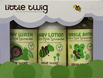 Little Twig Gentle Care All Natural, Hypoallergenic, Extra Mild 4 Piece Gift Set with Washcloth for Sensitive...