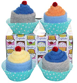 Baby Cupcake Gift Set / Boy's Baby Cupcakes 4 pack / Baby Boy Gift Set / Newborn Wash Cloths and...