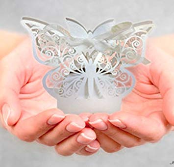 Premium Quality White Butterfly Premise Candy Box, 10 pieces, SMALL (2.1x1.7x1.6