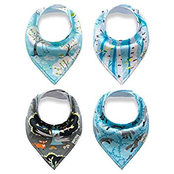 Premium Baby Bandana Drool Bibs 2 Nickel Free Snaps unisex 4-Pack Gift Set for Drooling and...