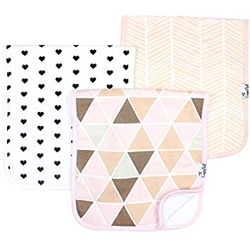 Baby Burp Cloth Large 21''x10'' Size Premium Absorbent Triple Layer 3 Pack Gift Set For Girls “Blush...