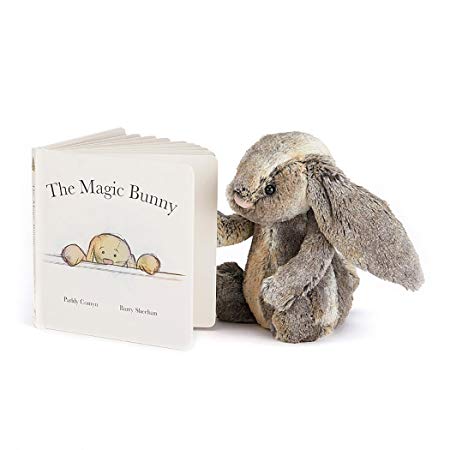 Jellycat Magic Bunny Board Book and Woodland Bunny, Medium - 12 inches