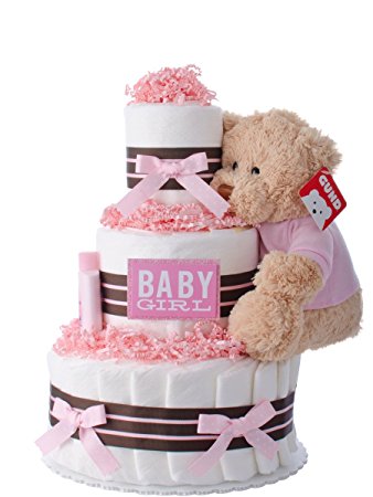 Diaper Cake - Darling Girl Theme Handmade By Lil Baby Cakes - Baby Girl Gift - Makes a Great Baby...