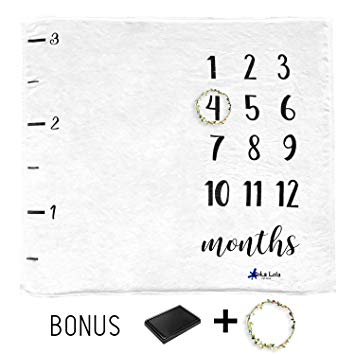 Loka Lola Milestone Blanket, Including Wreath and Ink Cartridge, Great for recording baby growth and photos
