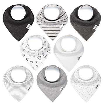 Baby Bandana Drool Bibs for Boys and Girls, Unisex 8 Pack Bib Set with Snaps for Drooling, Teething and...