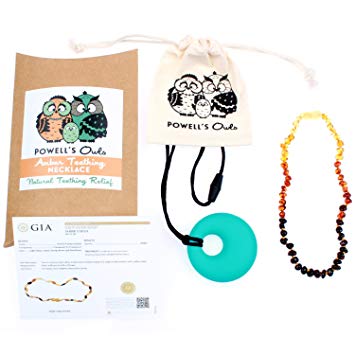 Baltic Amber Teething Necklace Gift Set + FREE Silicone Teething Pendant ($15 Value) Handcrafted,...