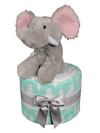 Elephant Diaper Cake for a Boy - Newborn Gift - Baby Shower Centerpiece