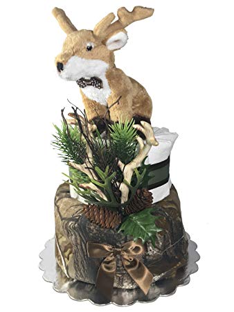 Deer Camo Diaper Cake for a Boy Or Girl - Newborn Gift Set - Baby Shower Centerpiece