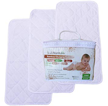 iLuvBamboo New Best Grip – Thicker, Wider and Longer 14” x 27” Waterproof Changing Pad Liners 3 Pack...