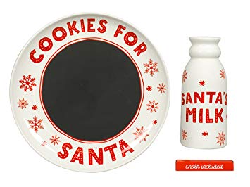 Santa's Christmas Cookie Set, Chalkboard Message to Santa Plate and Milk Mug Holiday Gift Set