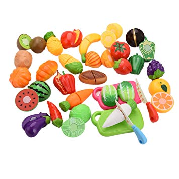 29pcs Kitchen Toys Fruit & Vegetable Cutting Toys Set with Cutting Board Best Gift for Baby Kids Children