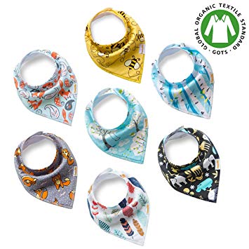 Premium Baby Bandana Drool Bibs unisex 7-Pack Burp Cloth Gift Set for Drooling Teething Feeding 100%...