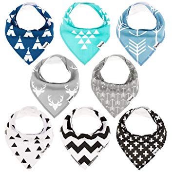 Baby Bandana Drool Bibs for Drooling and Teething, Unisex 8 Pack Gift Set, 100% Organic Cotton...