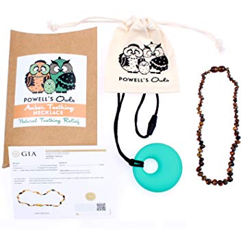Baltic Amber Teething Necklace Gift Set (Unisex - Green - 12.5