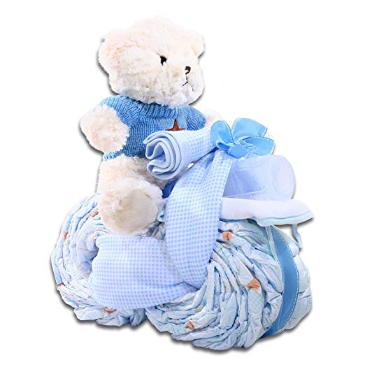 The Gifting Group Motorcycle Diaper Cake, Blue