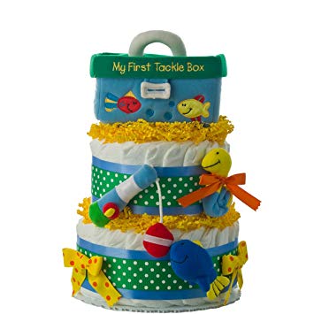 Diaper Cake - First Tackle Box 2 Tier Diaper Cake by Lil' Baby Cakes