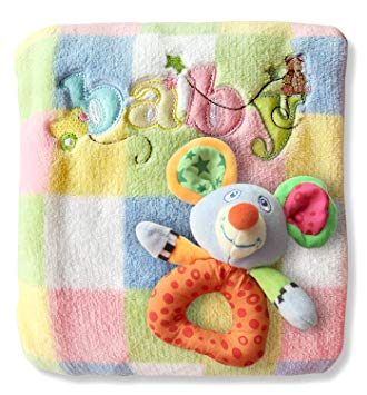Baby Blanket & Rattle Set for Boys & Girls. Unique Newborn Shower Gift. Best Quality Soft Fleece. Perfect...