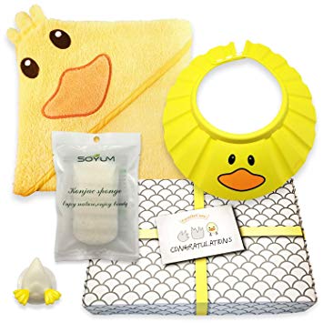 Gentle Care – Baby Shower Bath Gift Set - Soft 100% Cotton Hooded Bath Towel + Natural, Hypo-allergenic...