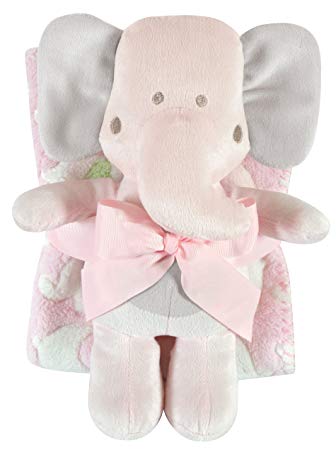 Stephan Baby Ultra-Soft Coral Fleece Crib Blanket and Plush Pink Elephant Toy Gift Set