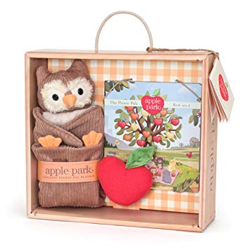 Apple Park Blankie Book and Rattle Gift Crate, Owl