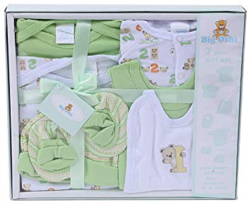 Big Oshi Baby 7-Piece Layette Gift Set - PLK-579, Green, 0-6 Months