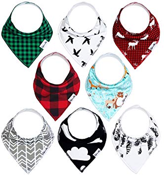 Baby Bandana Drool Bibs Gift Set For Boys And Girls, Unisex 8 Pack Organic Cotton With Snaps The...