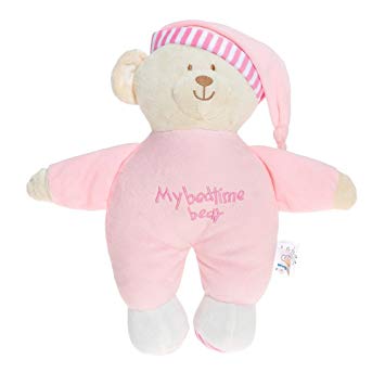 Stuffed Baby Animals Bedtime Toys-Wingingkids Soothing Toy Cozy Soft Plush Toy Buddy Bear, Pink